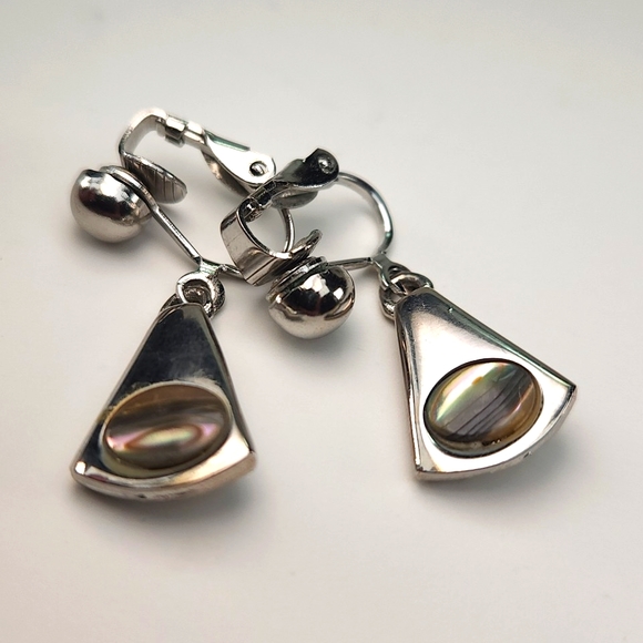 Park Lane Abalone Clip on earrings VTG 80s - Picture 11 of 11